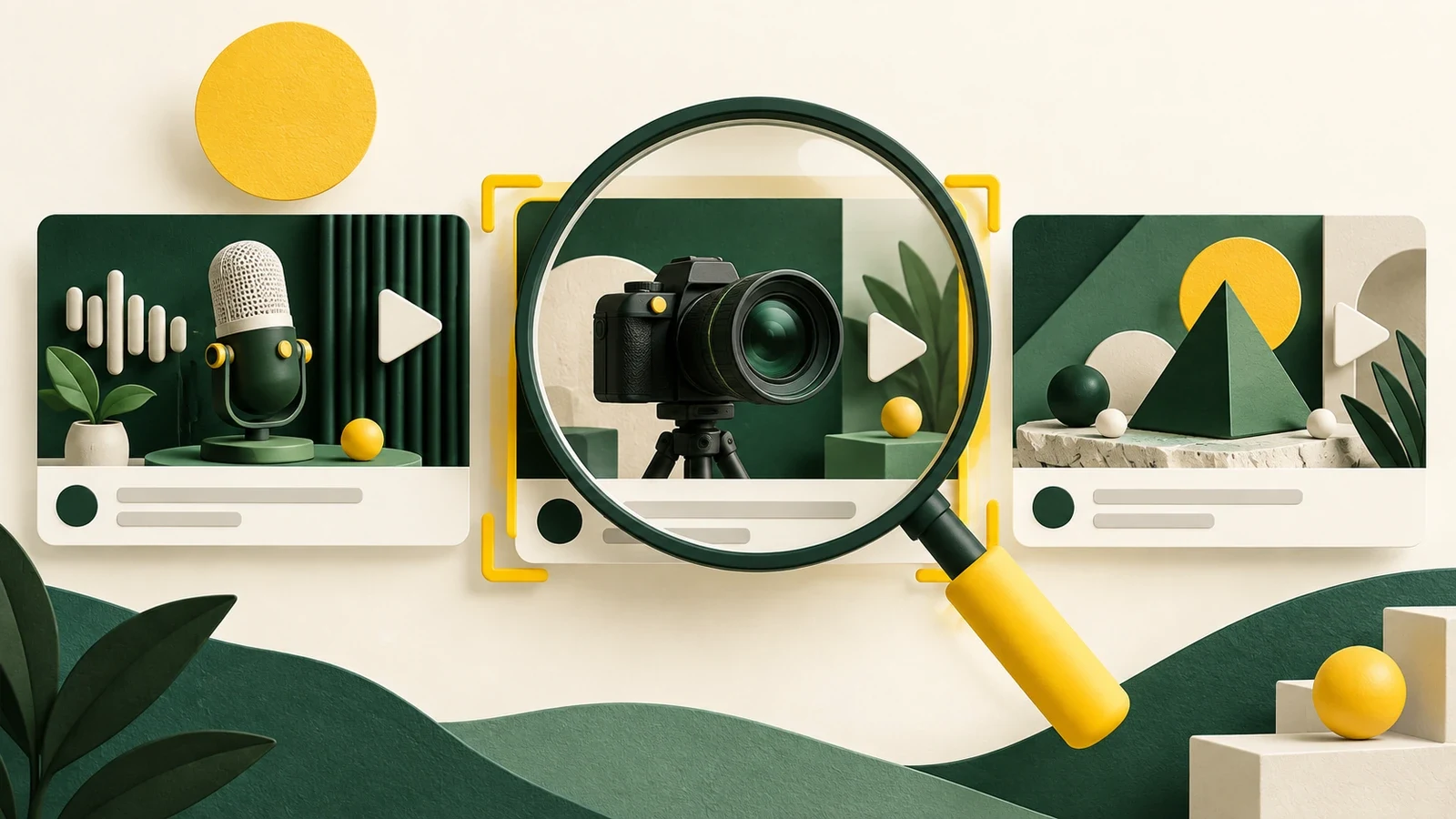 Ilustracija poređenja tri video-sličice sa različitim motivima.